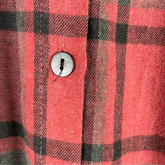Tulip Flannel Midi Shirt Dress Duster M Red Plaid Winter Fall Lumberjack Grunge - Picture 6 of 13